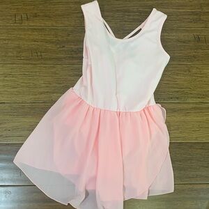 Pink Ballet Leotard Tutu Skirt Criss Cross Back Dance Costume Girls 12-14
